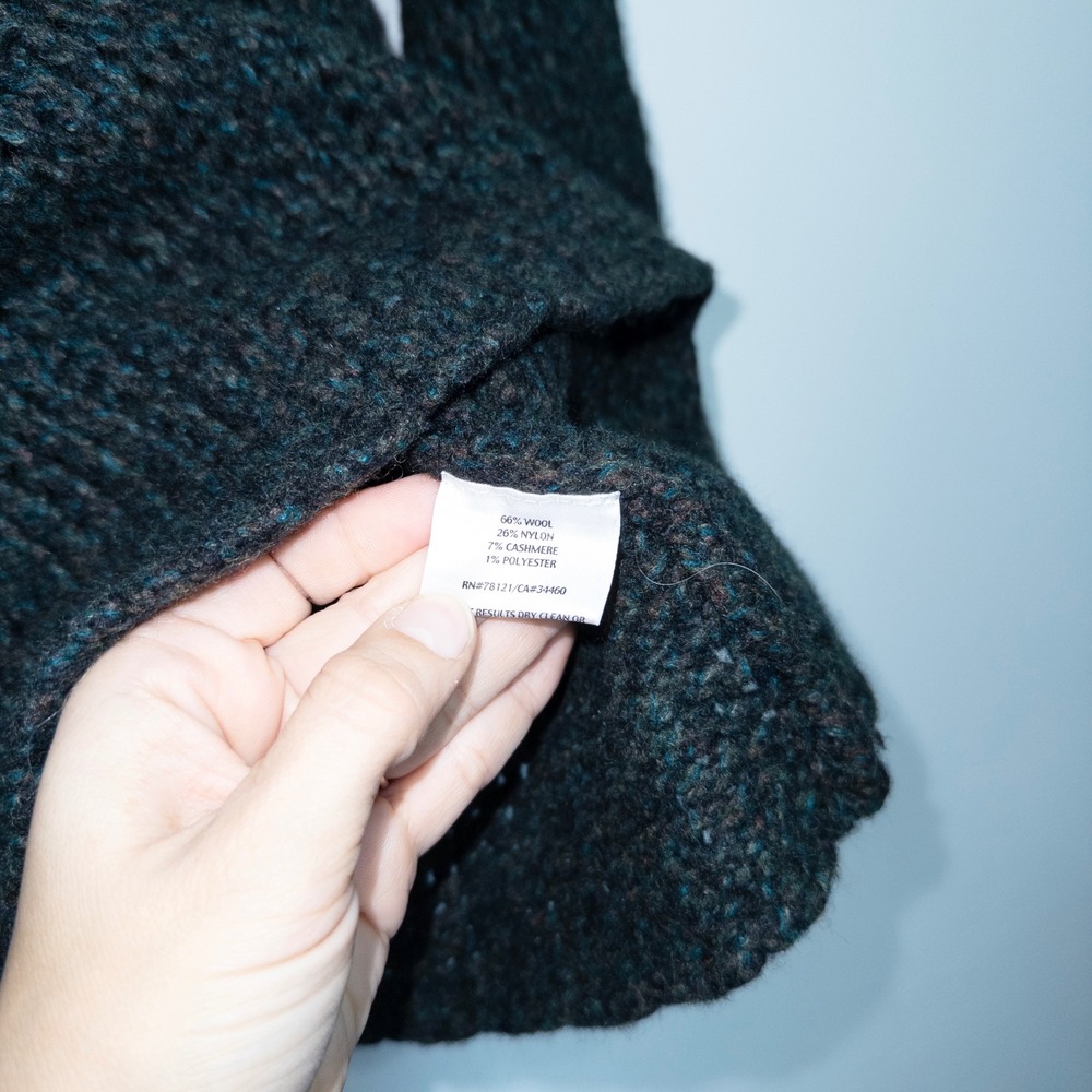 Eileen Fisher Green Wool Cashmere Blend Knit Turtleneck Sweater Size Medium - Picture 5 of 6